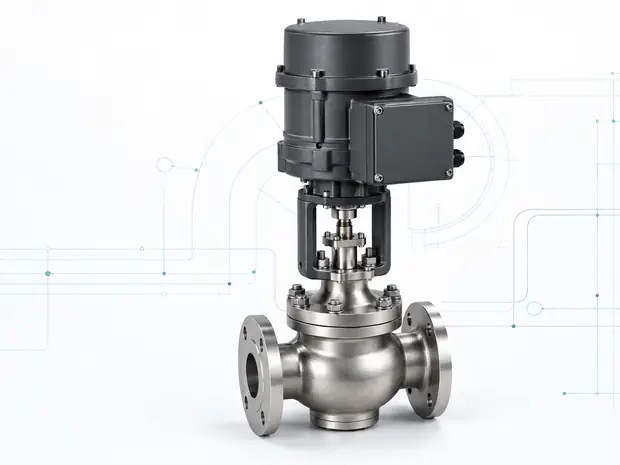 Ontrac electric actuator mounted on a flanged globe control valve